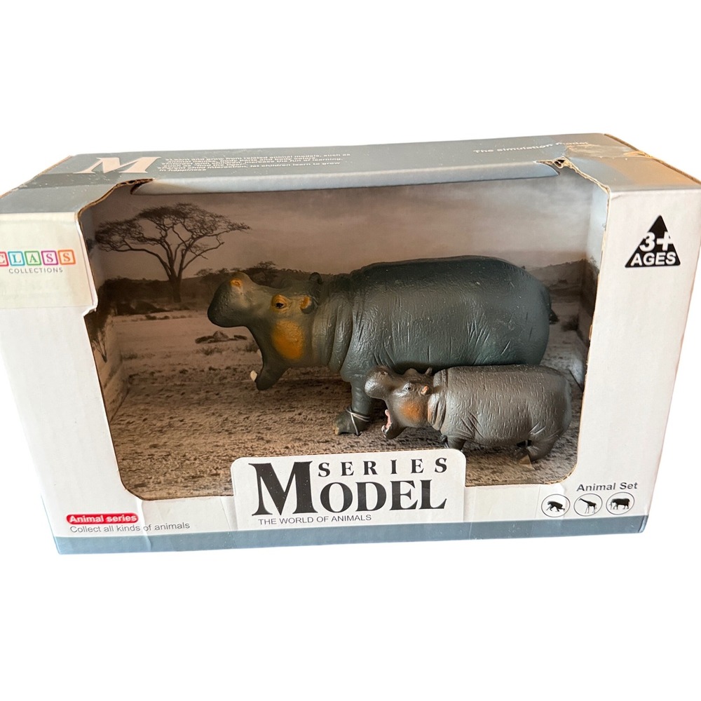 Hippo Animals Play Set Kids Grey Simulation Model M Series New‎